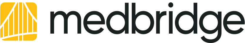 MedBridge logo with a yellow and white bridge icon on the left and "medbridge" in bold black lowercase letters on the right.